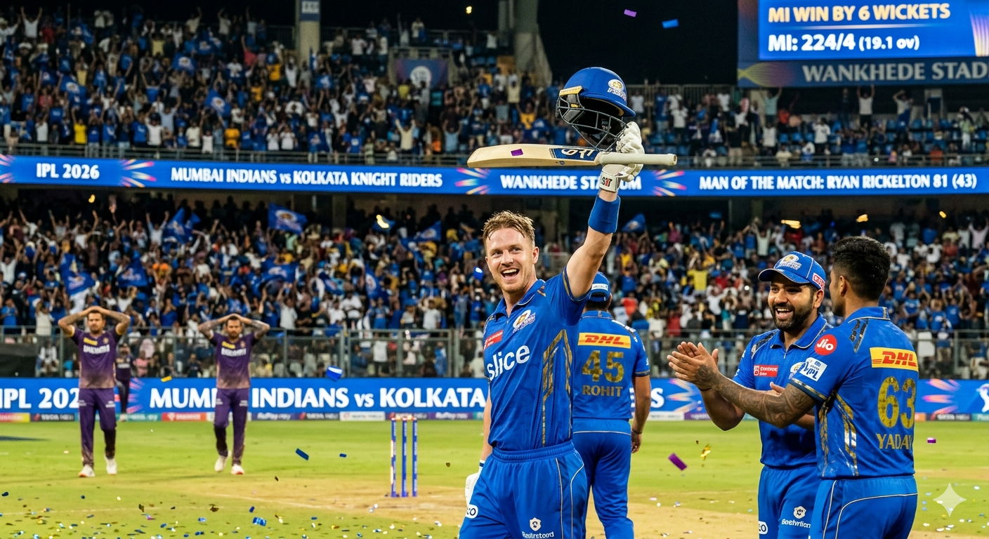 Image related to MI vs KKR IPL 2026: Mumbai Indians End 14-Year Opening Jinx