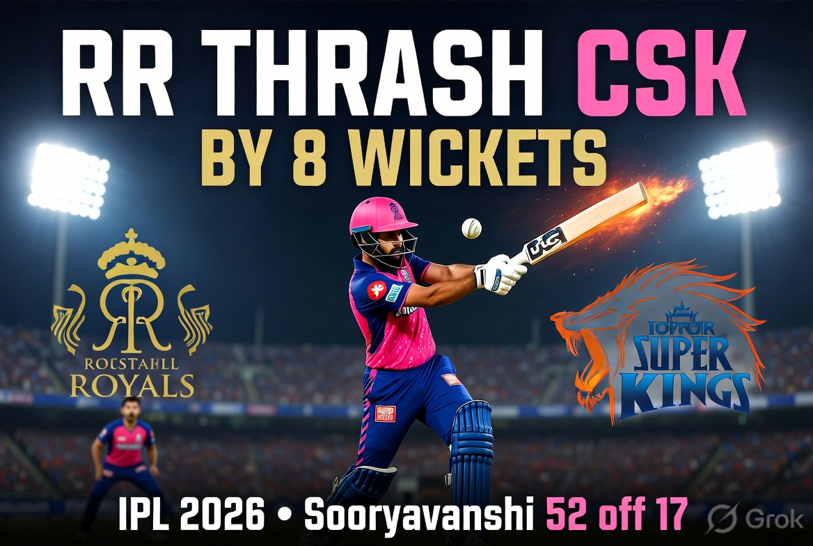 Image related to RR Thrash CSK by 8 Wickets in 3rd match: IPL in 2026