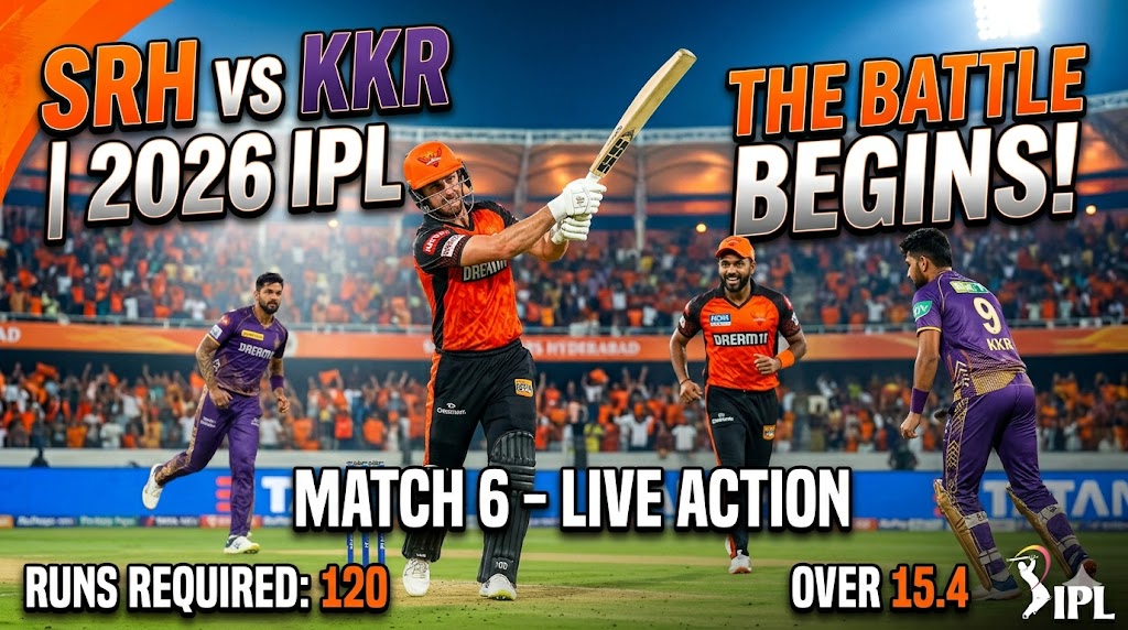 Image related to SRH vs KKR IPL 2026: SRH Win by 65 Runs in 6th Match 